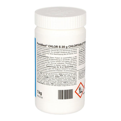 1 kg - PoolsBest® Chlortabs S 20g - rapidement soluble