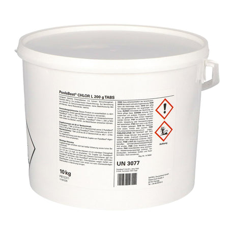 10 kg - PoolsBest® Chlore L Comprimés de 200 g 92% de chlore actif, lentement soluble