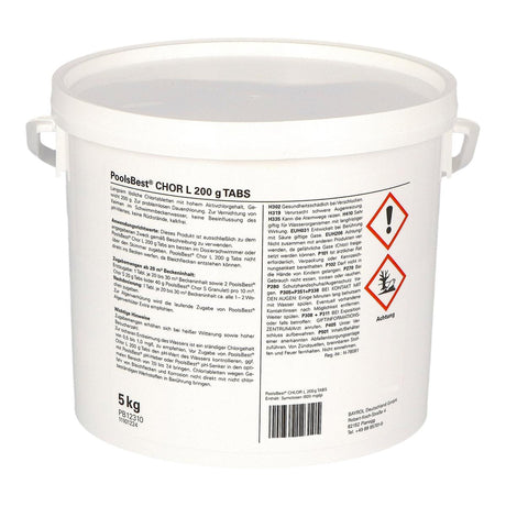 5 kg - PoolsBest® Chlore L Comprimés de 200 g 92% de chlore actif, lentement soluble