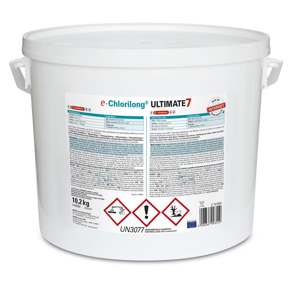 10,2 kg - BAYROL e-Chlorilong® ULTIMATE 7 Comprimés de 300 g