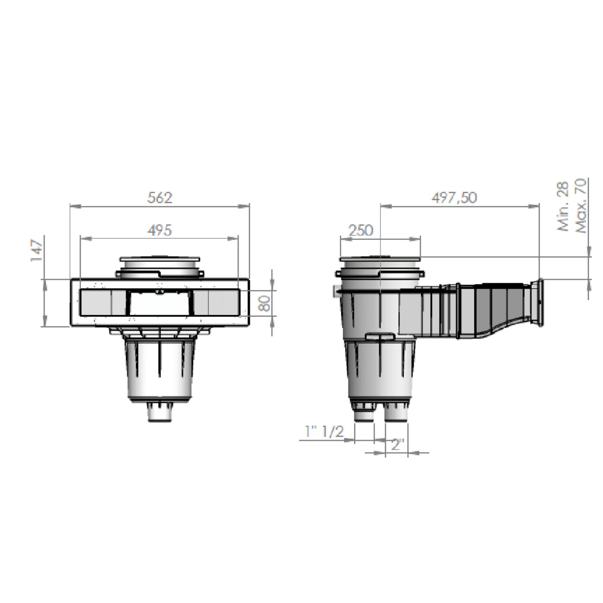 Einbauskimmer ABS SLIM Skimmer Standard