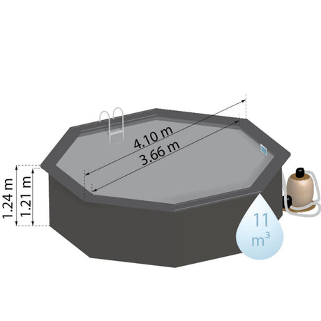 Ensemble piscine ronde GRE en composite Ø 410 x 124 cm 