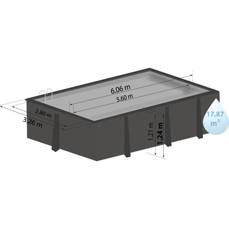 Ensemble de piscine rectangulaire GRE en composite 606 x 326 x 124 cm avec LED.