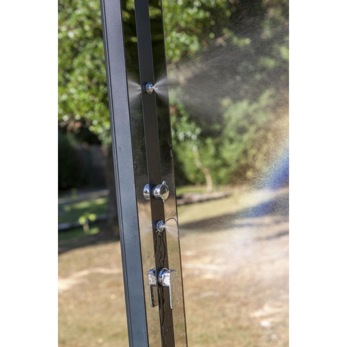 Douche solaire en aluminium GRE Luxe 38 litres en argent/noir