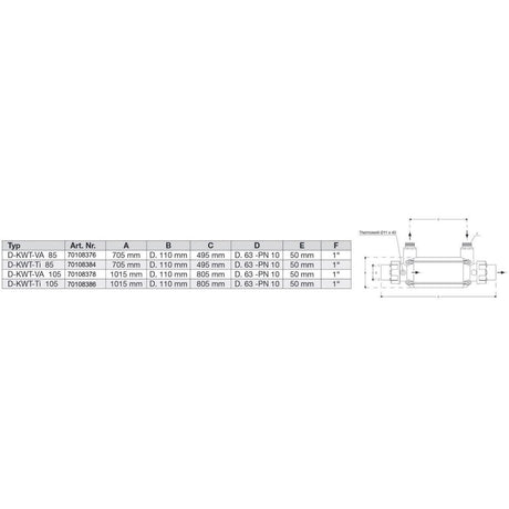 Échangeur de chaleur Dapra KWT V4A - 85 kW