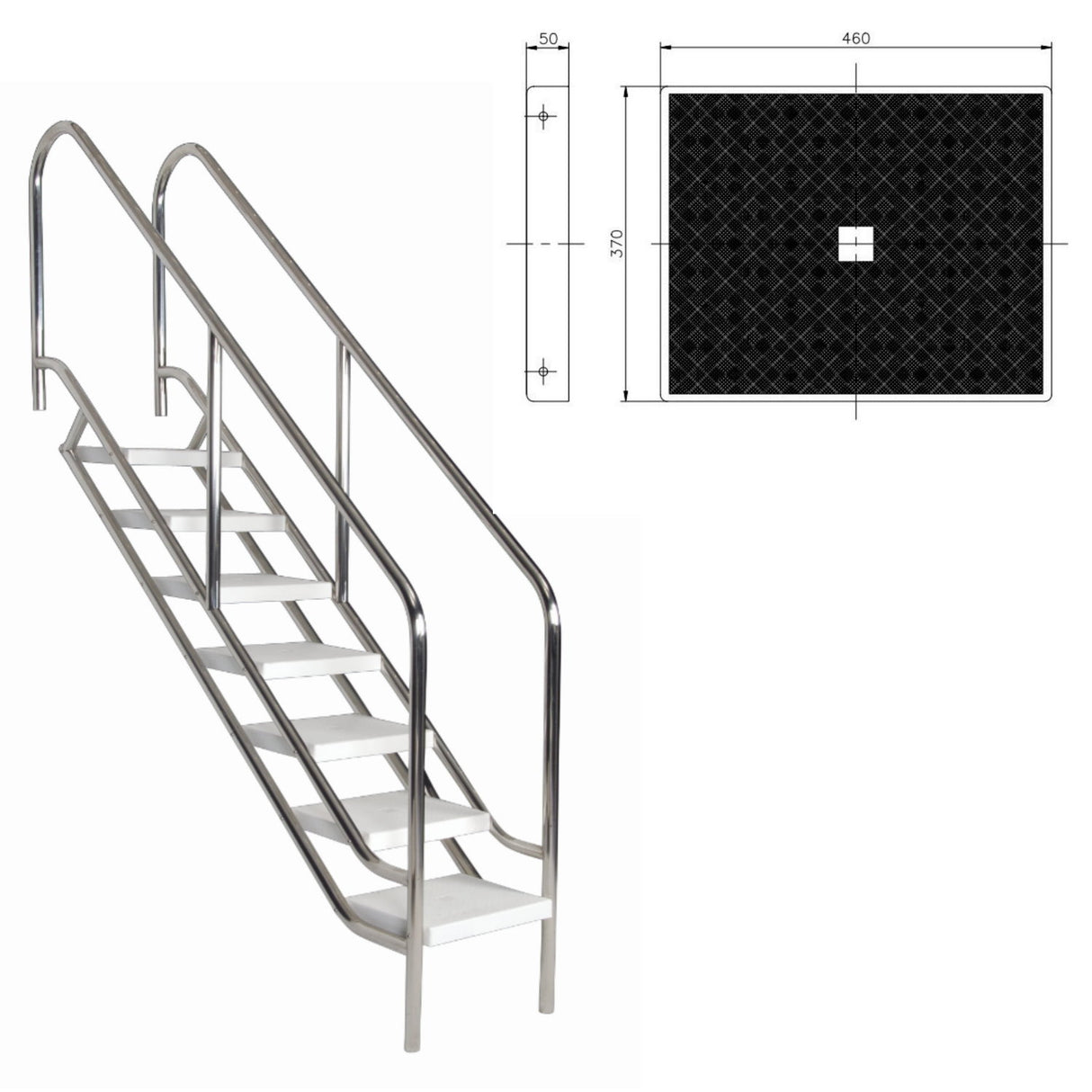 Marche de remplacement pour escalier encastré V4A / plateforme pour échelle haute de piscine en inox ASTRAL POOL