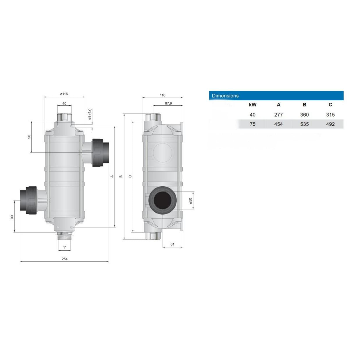 Pahlen Wärmetauscher Hi-Temp 65.000 kcal/h = 75kW