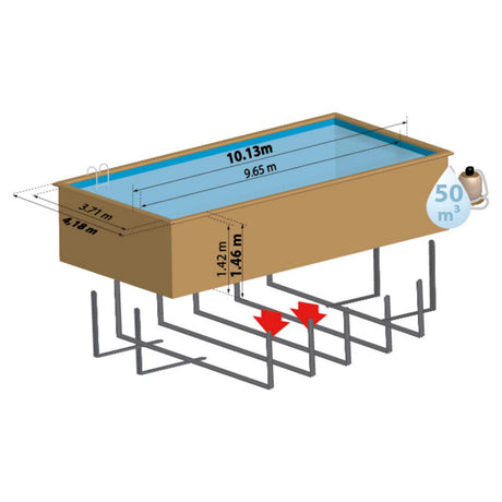 GRE Pool Komplettset aus Echtholz Mint Rechteck 1010 x 418 x 146 cm