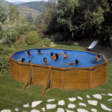 GRE ensemble de piscine forme ovale aspect bois Pacific II 500 x 300 x 120 cm