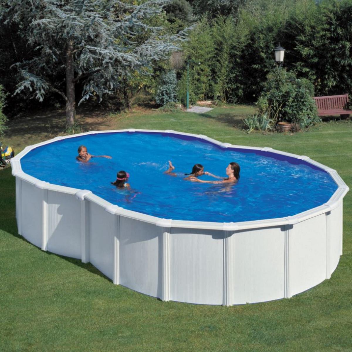 Ensemble piscine GRE huit formes aspect acier Varadero OMEGA 640 x 390 x 120 cm