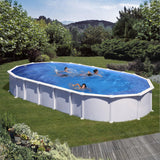 Ensemble piscine forme ovale GRE aspect acier Haiti OMEGA 800 x 470 x 132 cm