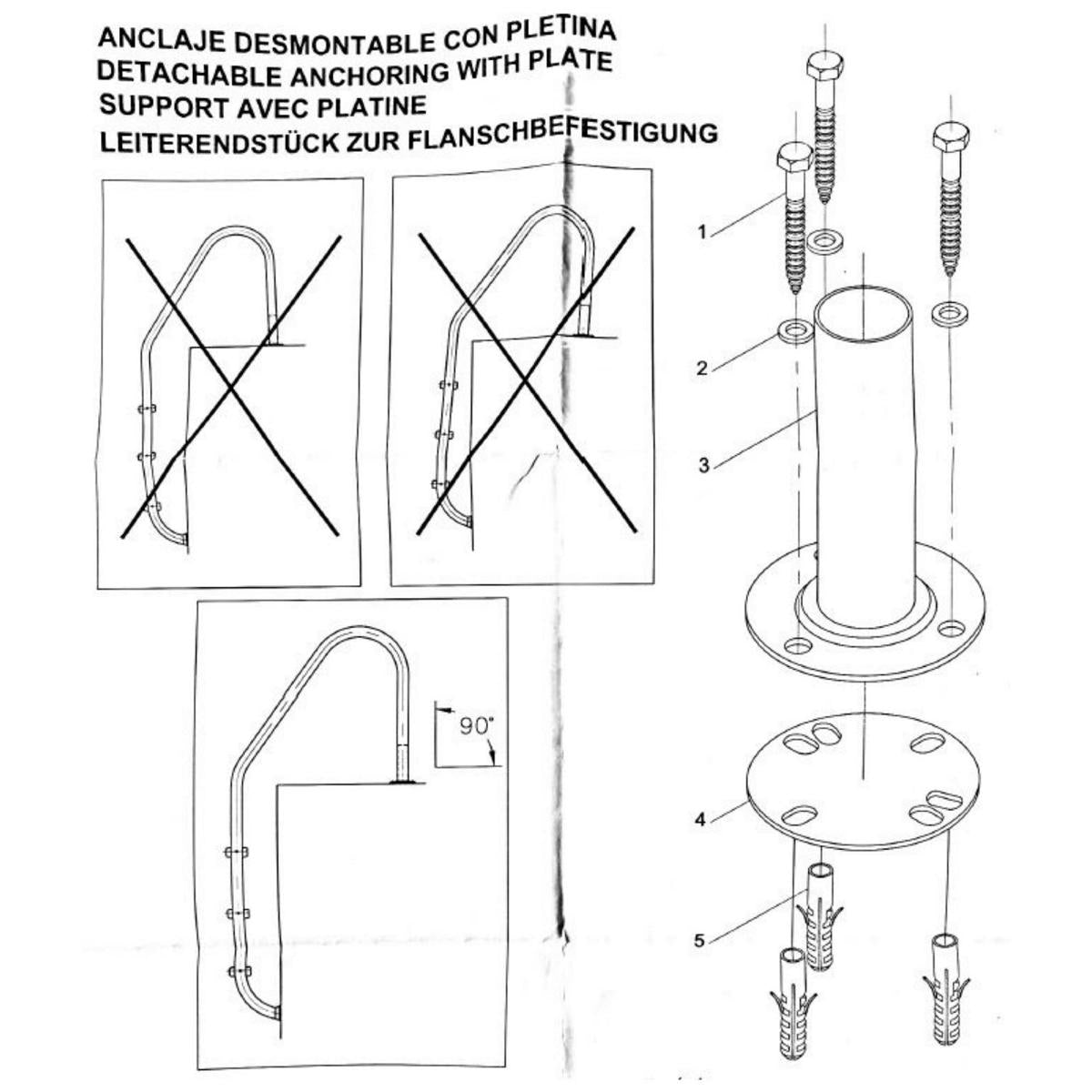 Embout d'échelle V4A pour échelle d'entrée