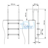 Einstiegsleiter PREMIUM enger Holm 3-stufig V4A Edelstahl