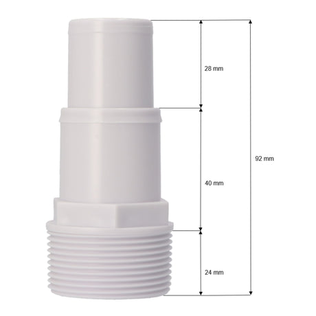 PVC Schlauchstutzen - 32/38mm mit 1 1/2" Aussengewinde