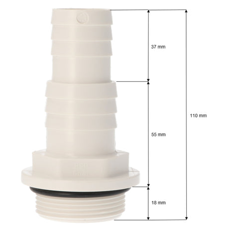 PVC Schlauchstutzen mit O-Ring - 32/38mm mit 1 1/2" Aussengewinde