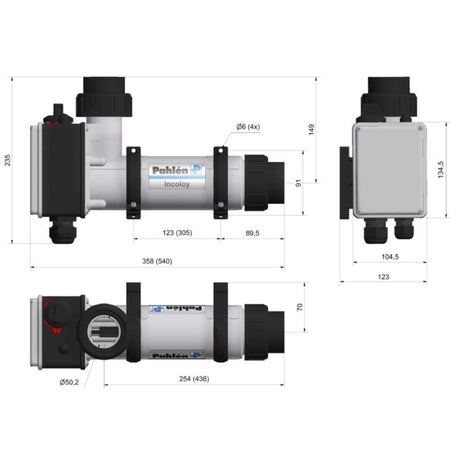 Chauffage électrique Pahlen en plastique / Incoloy 9kW - non numérique