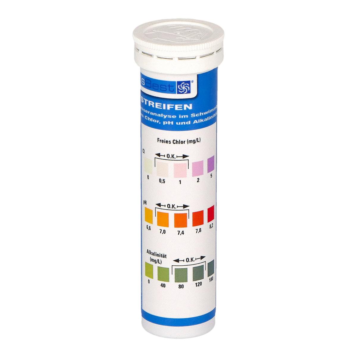 PoolsBest® Teststreifen pH/Chlor Dose mit 50 Streifen