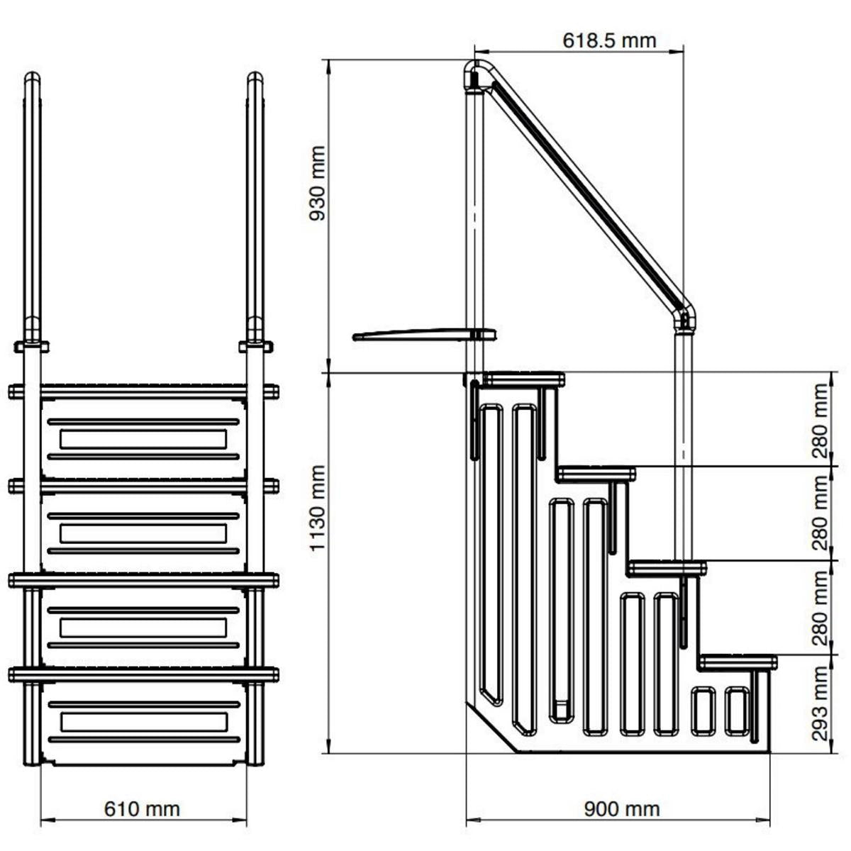 Escalier de piscine GRE « EasyAccess » pour piscines encastrées