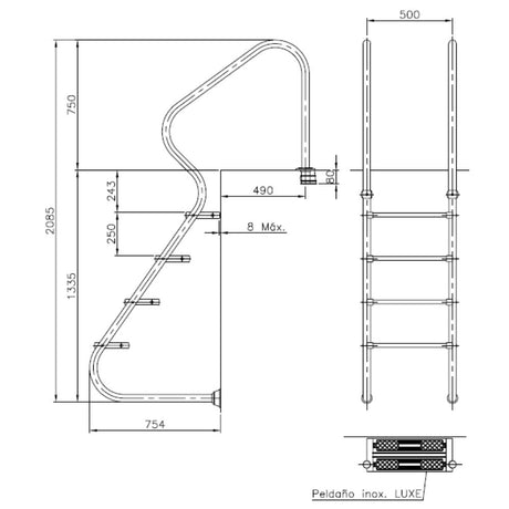 Treppe V4A kurz de luxe 4-stufig