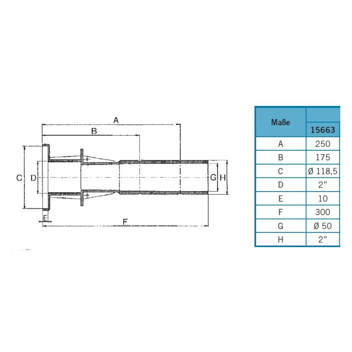 Wanddurchführung ABS für Multiflow Einlaufdüse 50mm Klebemuffe auf  2" AG für Folienbecken