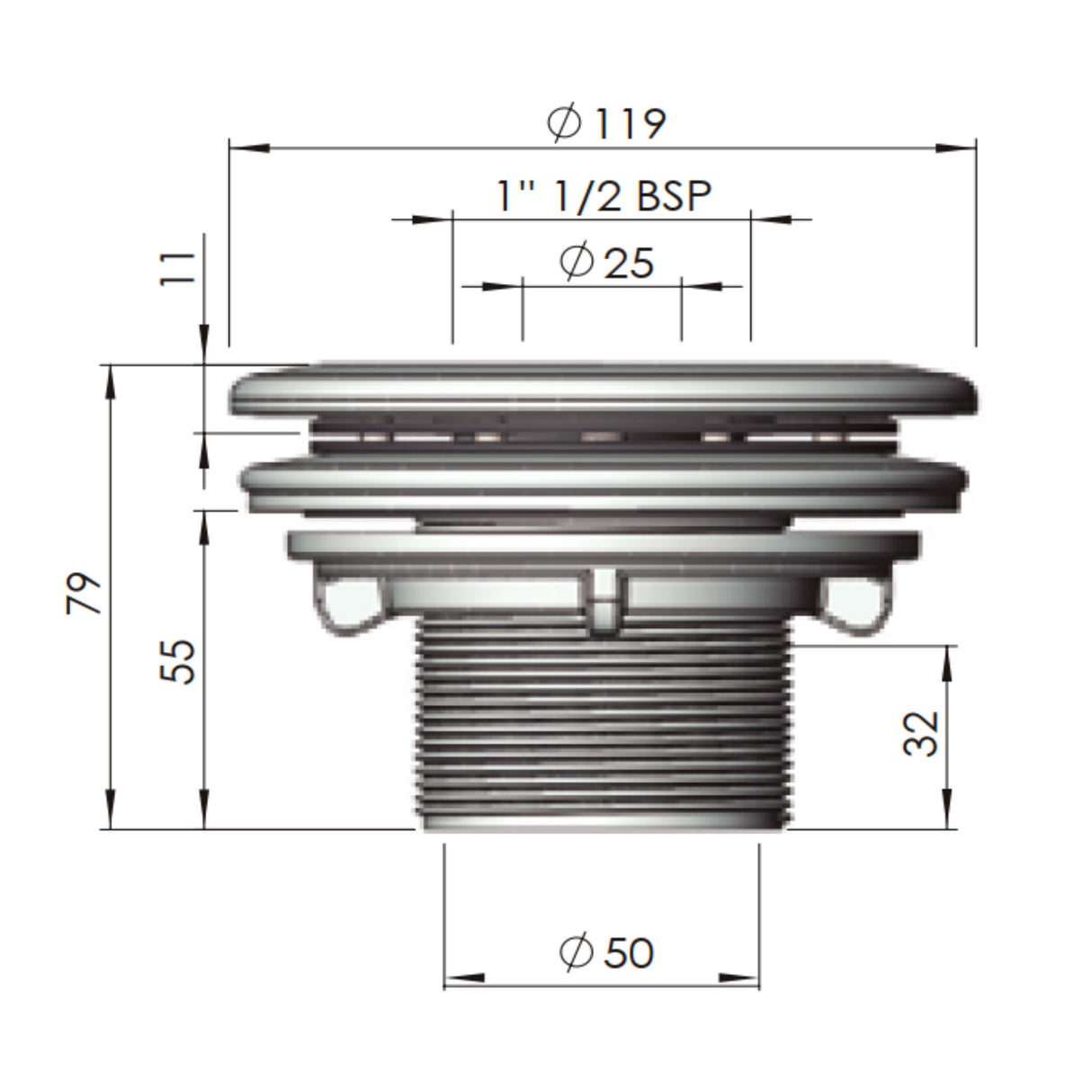 Einlaufdüse Multiflow ohne Gitter für Folien- Beton- und Polyester-Becken