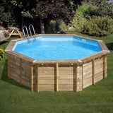 Ensemble complet de piscine GRE en bois véritable Violet 2 Ø 500 x 127 cm