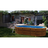 Ensemble piscine forme ovale GRE aspect bois Amazonia OMEGA 730 x 375 x 132 cm