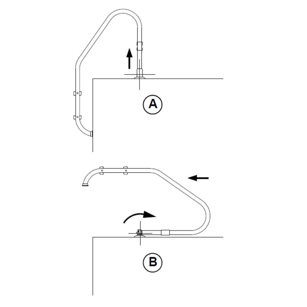 Leiterkippgelenk für Standard Leitern mit 43 mm Holm mit Flanschbefestigung