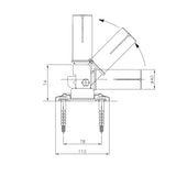 Leiterkippgelenk für Standard Leitern mit 43 mm Holm mit Flanschbefestigung