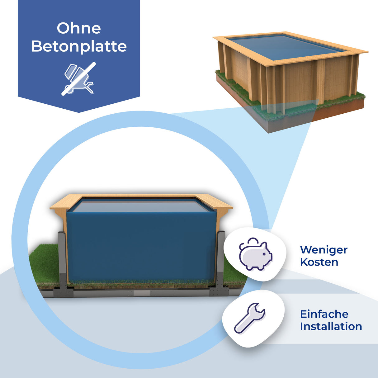 Ensemble complet de piscine GRE en bois véritable Macadamia Oval 632 x 335 x 130 cm