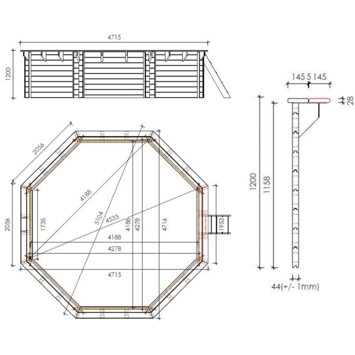 OKU Holzpool-Set EMOTION-FUN Rund 510 cm - Höhe 120 cm