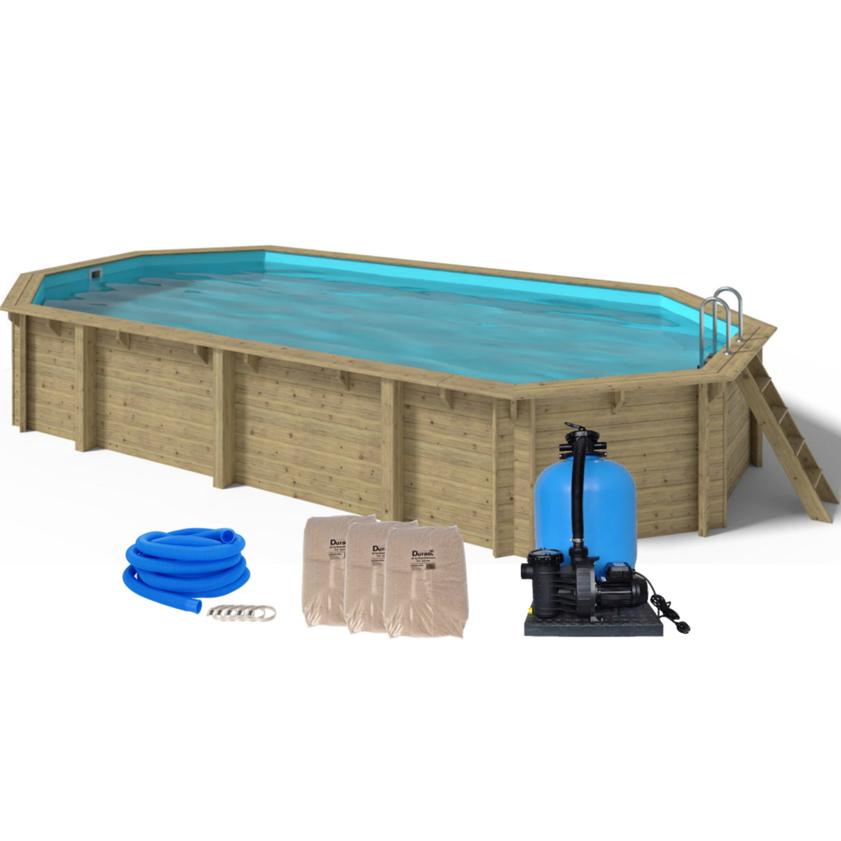 OKU Holzpool-Set EMOTION-FUN Oval 857 cm x 457 cm - Höhe 131 cm