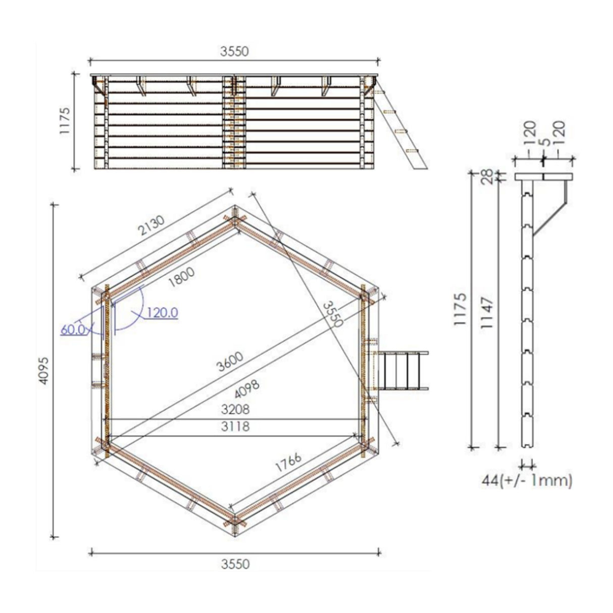 OKU Holzpool-Set EMOTION-FUN Rund 410 cm - Höhe 118 cm