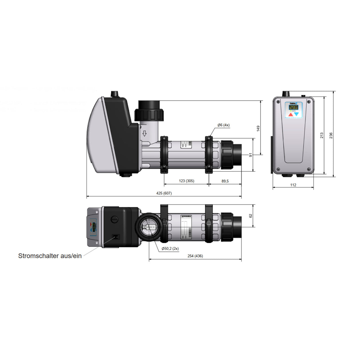 Pahlen Elektroheizer aus Kunststoff / Titan 12kW - digital