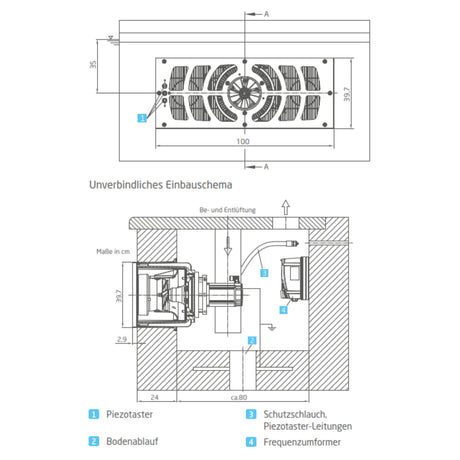 Gegenstromanlage BADU JET Turbo Montagesatz Design 1 - 250m³ / h - 230V