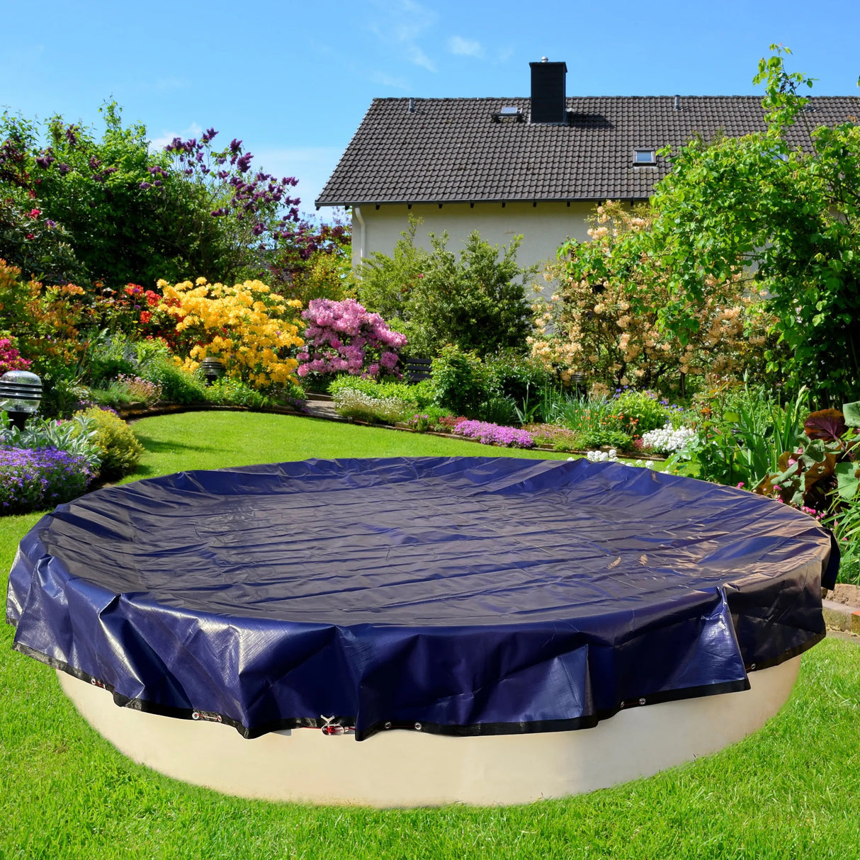 Bâche d'hiver pour piscine ronde 5,00m, 300 g/m² - bleue - Stock B