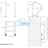Pool Einstiegsleiter 2-teilig mit Edelstahlstufen V2A Holm Ø 43 mm