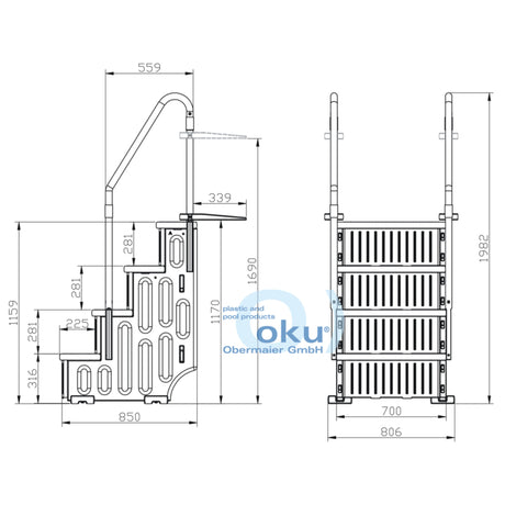 OKU Pooltreppe 4-stufig aus Kunststoff