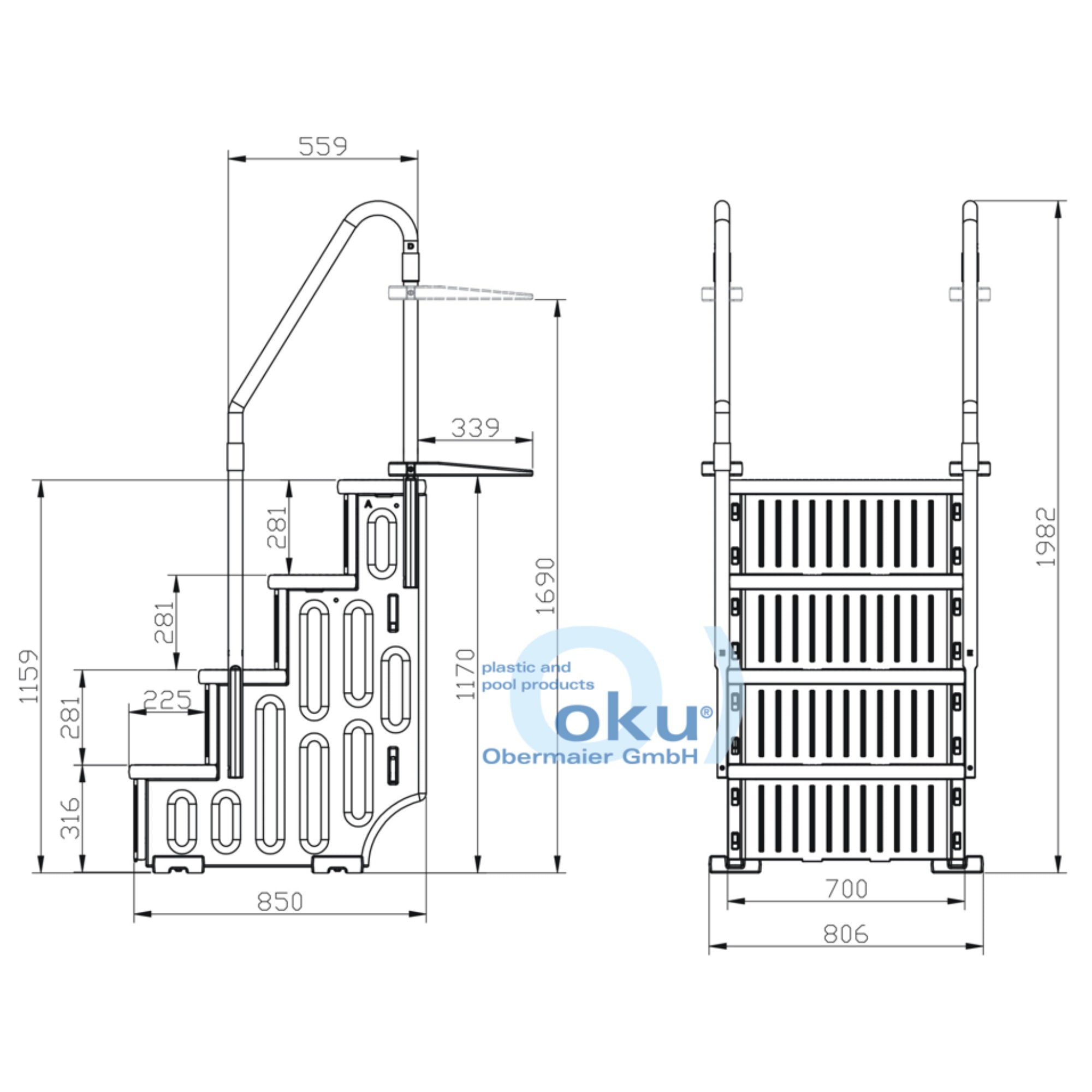 Oku Pooltreppe Stufig Aus Kunststoff Pool Chlor Shop